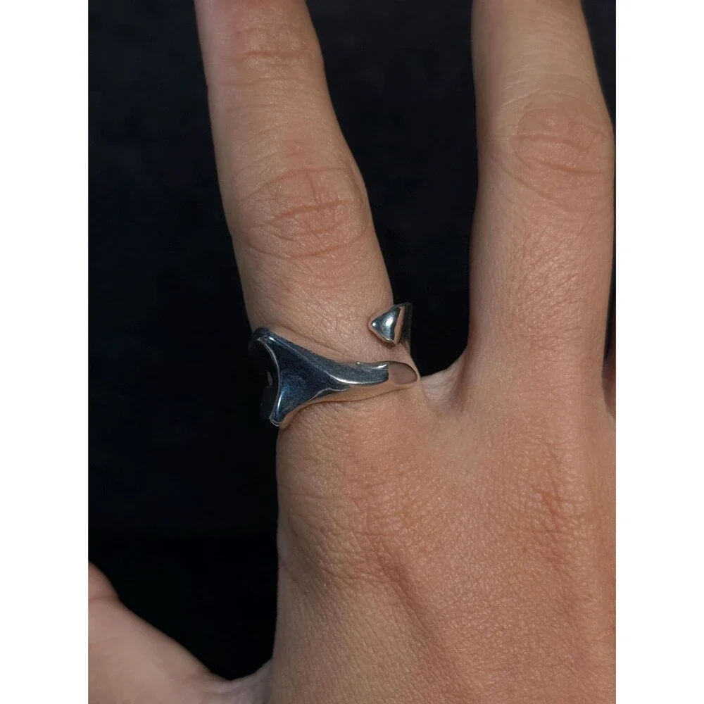 Vintage TOVE Norway 925 Sterling Silver Modernist Wrap Ring Size 6